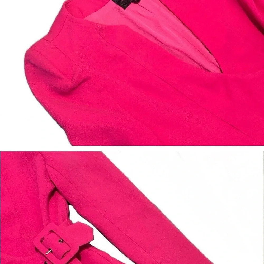 Lance & Dax Women's Long Sleeve Fuchsia‎ Ruffled Blazer Full Lined Belted Size S - Picture 3 of 3